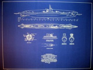 Vintage German Uboat WW2 Submarine Type Viia Blueprint Plan 24X30 