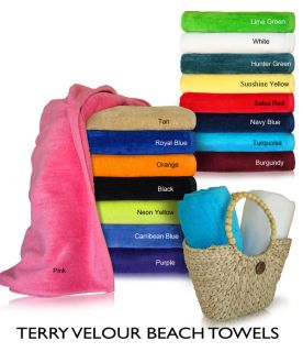 New 6 pcs Set Beach Towels 34x70 Terry Velour Towel 100% Cotton XL 