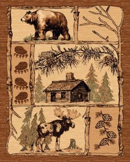   Western Theme House Bear Moose 2x3 Area Rug Carpet Door Mat