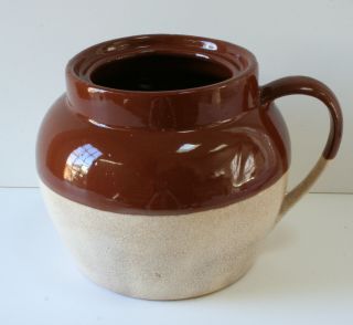 Antique Vintage Handle Bean Pot Pottery Crock No Lid Nice Crackle 