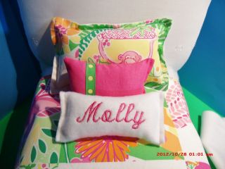  Bedding for American Girl or Other 18 in Doll Made w/ Lilly Pulitzer 