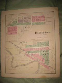 Antique 1880 Elida Beaverdam Allen County Ohio Handcolored Map Superb 