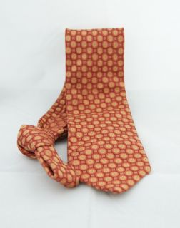ike behar orange geometric silk neck tie nt228sb size n a condition 