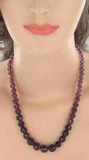 Antique Lovely Faux Amethyst Cut Crystal Bead Necklace