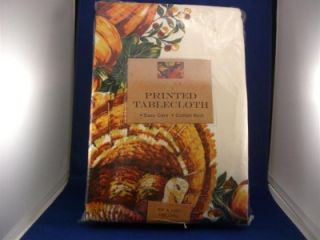Harvest Splendor Thanksgiving Turkey Tablecloth 70 Diameter Round New 