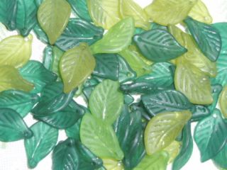 Matte Greens Mix Beechnut Leaf Lucite Beads 18mm