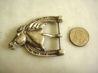 SOLID STERLING SILVER BELL BUCKLE WESTERN HORSE COWBOY HEAVY 40 GRAMS 