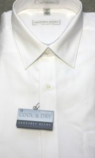 Geoffrey Beene White Spread Collar Cool Dry Dress Shirt