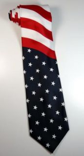 Patriotic US Flag USA American Bergamo Stars & Stripes Neck Tie Mens 