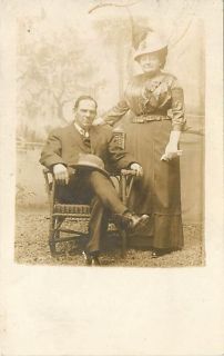    HOLLINGSWORTH REAL PHOTO OLDER COUPLE STOUT WOMAN HAT R79229