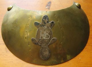   19th C GREAT LAKES INDIAN HUDSON BAY SILVER BRASS TRADE GORGET BEAVER