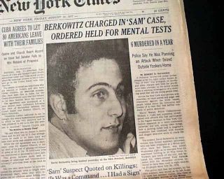 Serial Killer David Berkowitz Son of Sam Capture Indictment 1977 NYC 