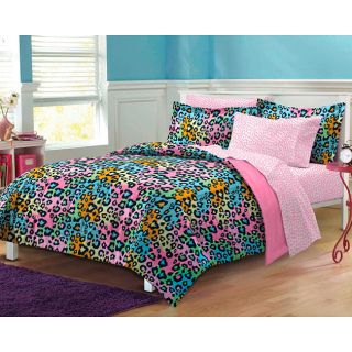 Piece Bed in A Bag with Sheet Set Neon Leopard