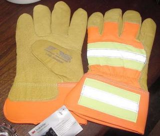Norfolk Southern Lake Division Leather work gloves. lg. scotchlite 