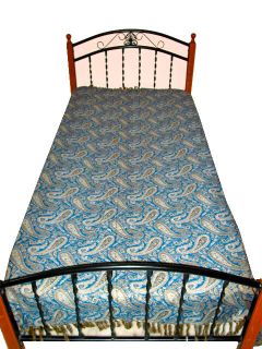 Jamavar Pashmina Bedspread Paisley Design India Bedding Twin Size Bed 