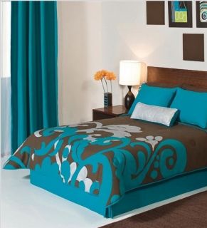 Brown and Turquoise Blue Reversible Twin Full Queen King Size 