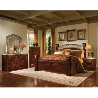 4pc bedroom set
 on Formal Cherry Queen King Leather Bed Marble 4 Pc Bedroom Set