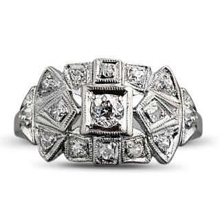   Platinum Old European Cut Diamond Engagement Ring Circa Early 1900s