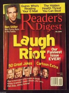 September 2007 Readers Digest Ben Stiller Kelsey Grammer Owen Wilson 