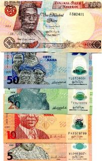 NIGERIA SET 5, 10, 20, 50 and 100 NAIRA set 5 pcs