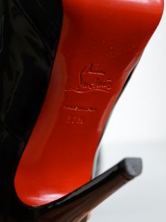 Christian Louboutin Black Patent Bianca Platform Pump Size 37.5