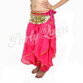 11 Color New Latin Belly Dance Golden Trim Ruffle Pants