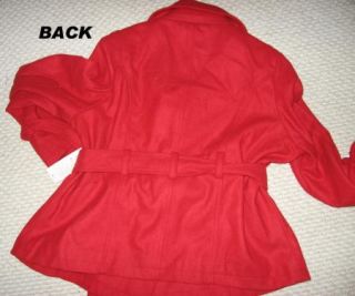 NEW Harve Benard Belted Pea Coat Jacket SIZE LARGE 14 16 Red