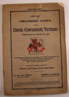 United Confederate Veterans List of Camps 1921 Booklet