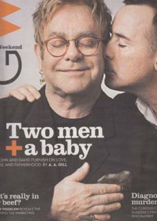 ELTON JOHN AND DAVID FURNISH in a 3 page story AND THEN THERE WERE 3 