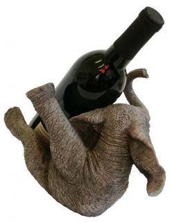Big Happy Elephant Hand Finished Wine Bottle Holder with Bonus Stopper 