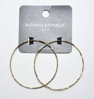 Banana Republic Large Gold Beveled Hoop Earrings