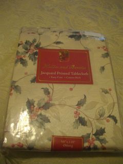 Benson Mills Hollies & Berries Jacquard Christmas Tablecloth 60x120 