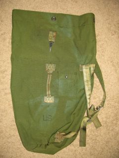 Military Surplus Duffle Bag   Canvas with Backpack Straps   Marked US 