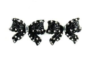 Betsey Johnson Jewelry Iconic Jet Crystal Bow Earrings New 2012