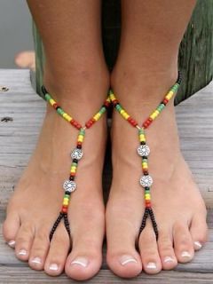 new beaded barefoot beach sun sandals rasta more options small