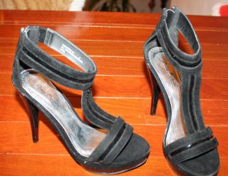   Faux Suede Ankle Strap Stiletto Heels Shoes Anne Michelle Size 7M NIB