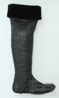 Bernardo Black Leather Shearling Over The Knee Flat Boots Size 8 5M 