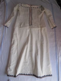 Antique Hand   Woven Folk Robe Embroidered Night Gown 19c. Kenar