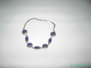 Signed France Sterling Silver Lapis Luzi Necklace