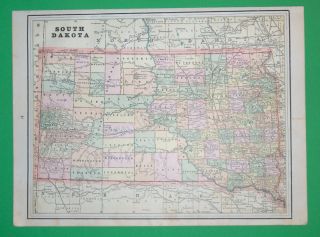 RARE 1892 Kentucky Tennessee FL SD State Maps Color