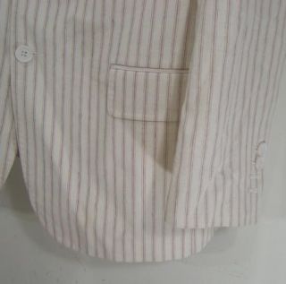 Bernini Off White Pinstriped Linen Mens Suit Worn Once Size 40s x 34 