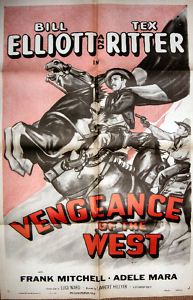 Bill Elliott Tex Ritter Vengeance of The West Original 27x41 Poster 