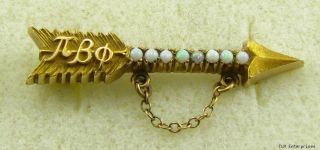 PI BETA PHI   Vintage sorority 10k Gold Opal Arrow PIN