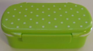 Green Polka Dot 1 Tier Bento Box with Inner Dividers is 7 inches X 3 