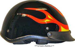 New Dot Red Black Flame Half Beanie Motorcycle Helmet S