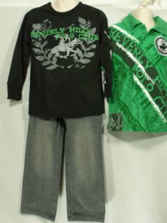 Beverly Hills Polo Club New Boy 3pc Shirts Pants Outfit Sz s M Ret $48 