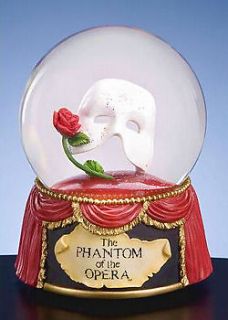 Phantom of the Opera Mask & Rose Musical Snow Globes, Broadway 