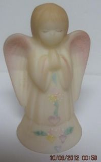 Vintage Fenton Burmese Angel Figurine Hand Painted & Signed A. Sutton