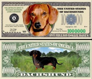 You get 2  Dachshund Dog  Dollar Bills for only $1.00 plus 