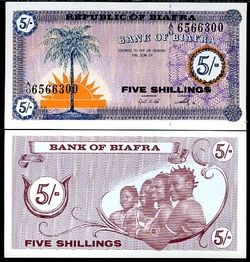 shipping additional information biafra 5 shillings 1967 p 1 unc